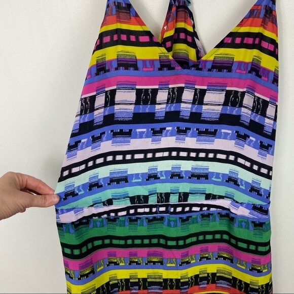 Rory Beca 100% Silk Waiverly Mini Dress Bohemian Print Shift V-Neck Size XS Boho - Picture 6 of 8